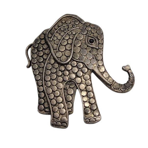 Darlene Jewelry - Vintage Dotted Elephant Brooch Pin Signed Darlene Antique Finish Collectible Jew